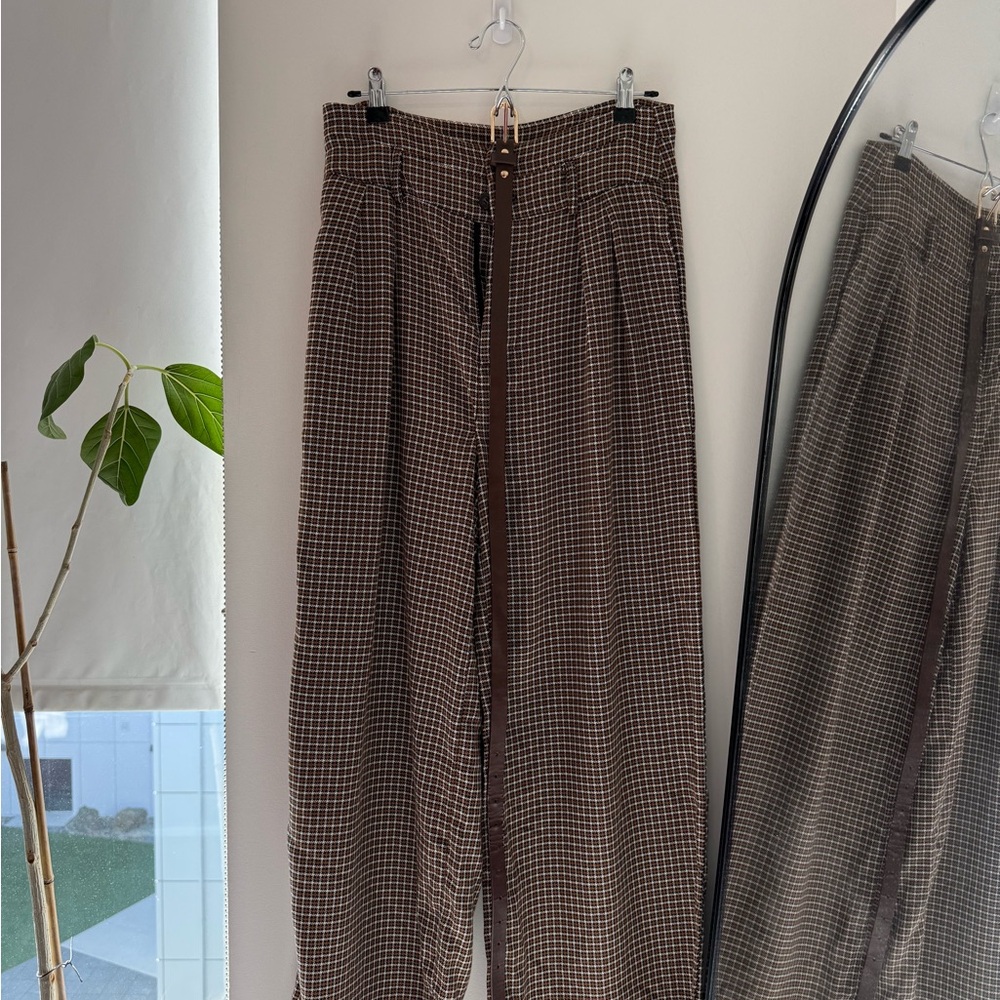 Cider Brown and Cream Checkered Pants